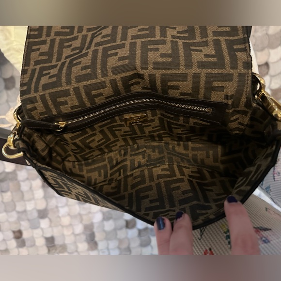 Fendi Baguette purse Brown FF jacquard fabric bag authentic - Picture 15 of 16